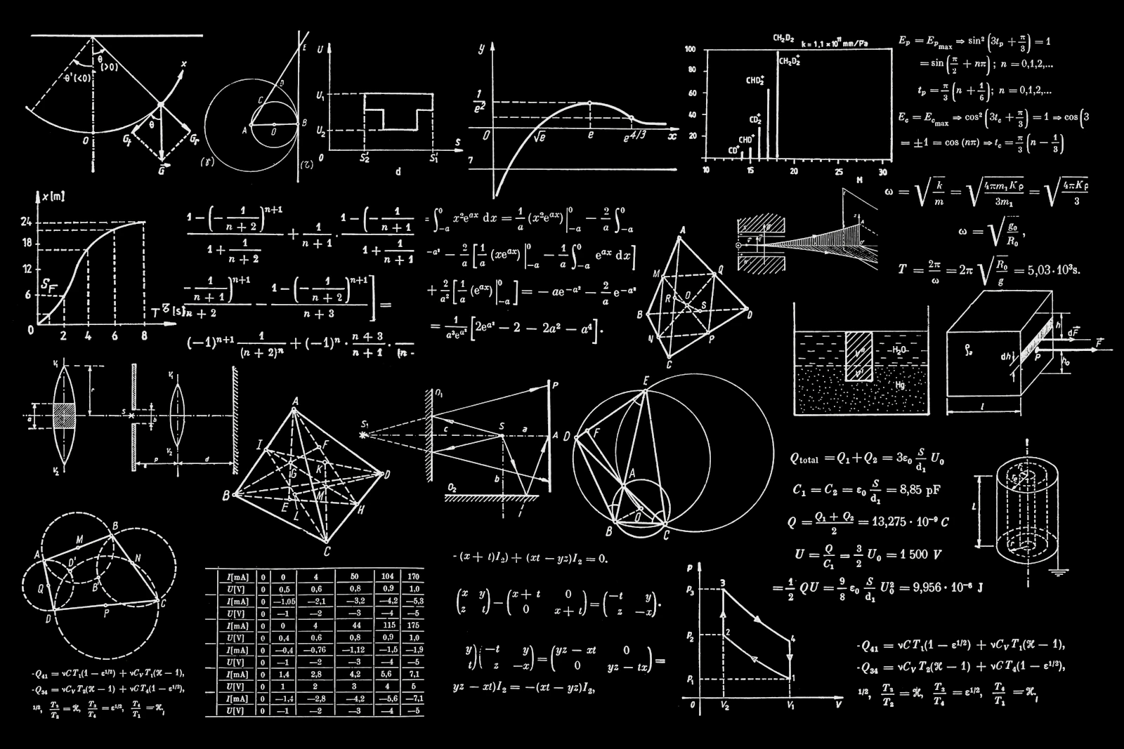 Formas geométricas azuis sobre fundo escuro